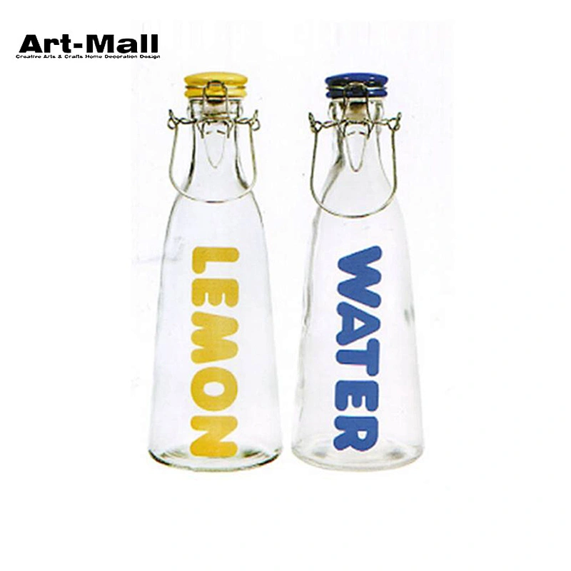 High capacity 1050ml glass milk bottle swing top with colorful ceramic lid