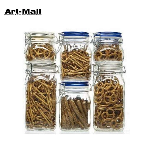 New style food grade storage glass clip lid jars
