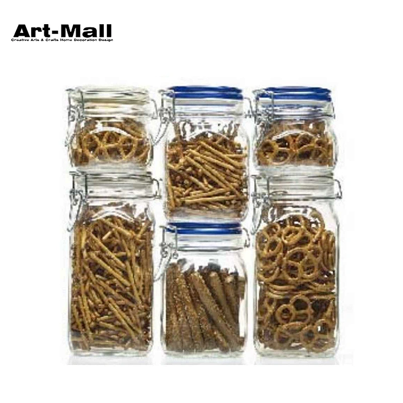New style food grade storage glass clip lid jars