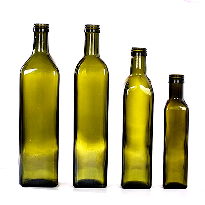 250ml 500ml 750ml Empty Olive Oil Bottle Green Transparent  Amber Glass Olive Oil Bottles with lid