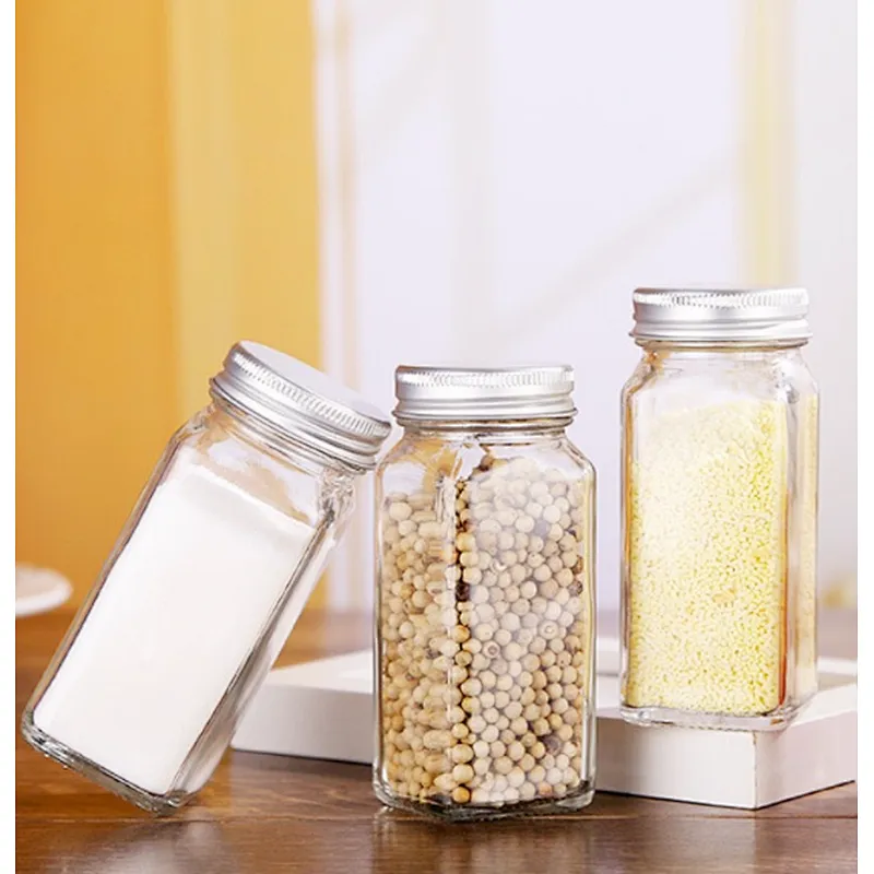 4oz5oz6oz7ozGlass Seasoning Custom Design Empty Packaging Bottle Square Bottle