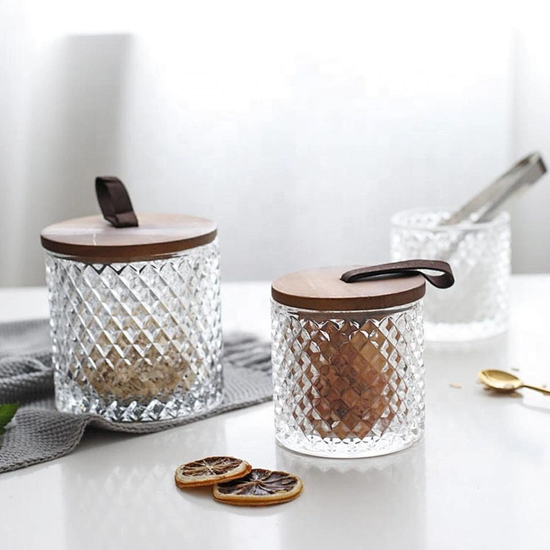China manufacturer customized wholesale glass jar with wood lid