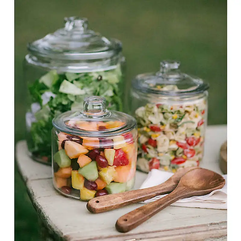 1/2/4/6 Quart Quality Heritage Hill Glass Jar with Cover Glass Storage Jar