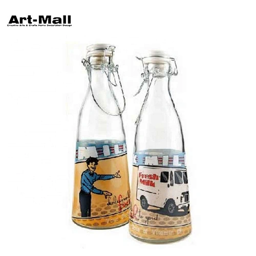 Universal hot product square glass milk bottle swing top