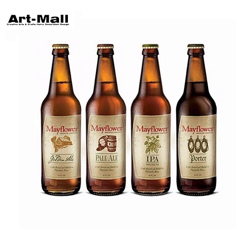 Super quality round shape amber beer glass bottle with crown cap