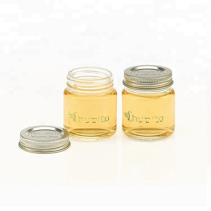 Manufacturer Custom Made Embossed Mini Round Glass Mason Jar