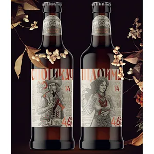 2021 Wholesale Custom Color Size Hot Stamping Amber Glass Beer Bottle with crown cap