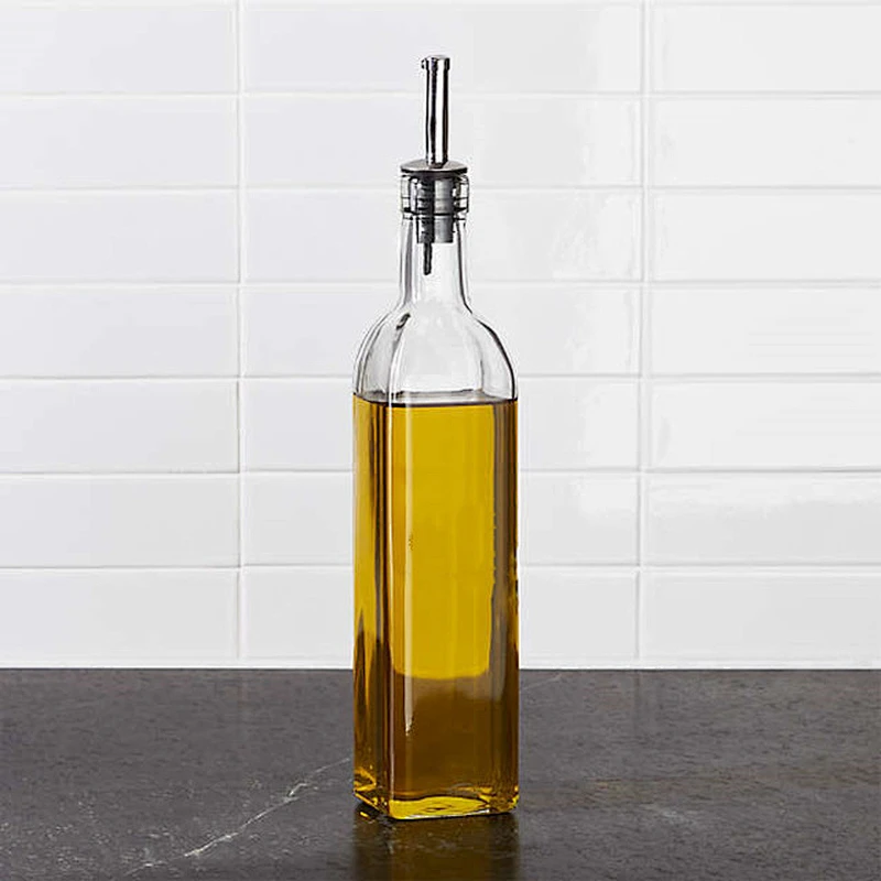 100ml 250ml 500ml 750ml Clear Glass Traditional-Style Olive Oil Bottles Square Cooking Oil Bottles Glass Vinegar Bottles
