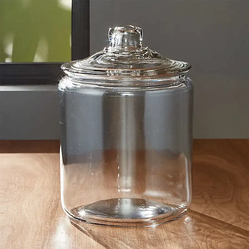 1/2/4/6 Quart Quality Heritage Hill Glass Jar with Cover Glass Storage Jar