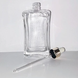 30ml 50ml 100ml flat square transparent glass dropper bottle with glass dropper bottle for essential oil Perfume bottle