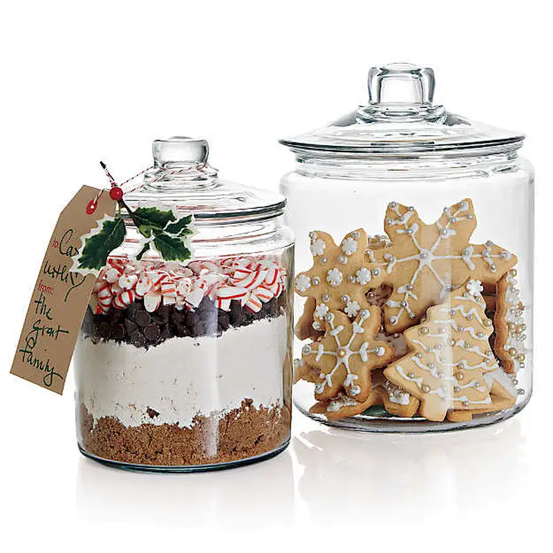 1/2/4/6 Quart Quality Heritage Hill Glass Jar with Cover Glass Storage Jar
