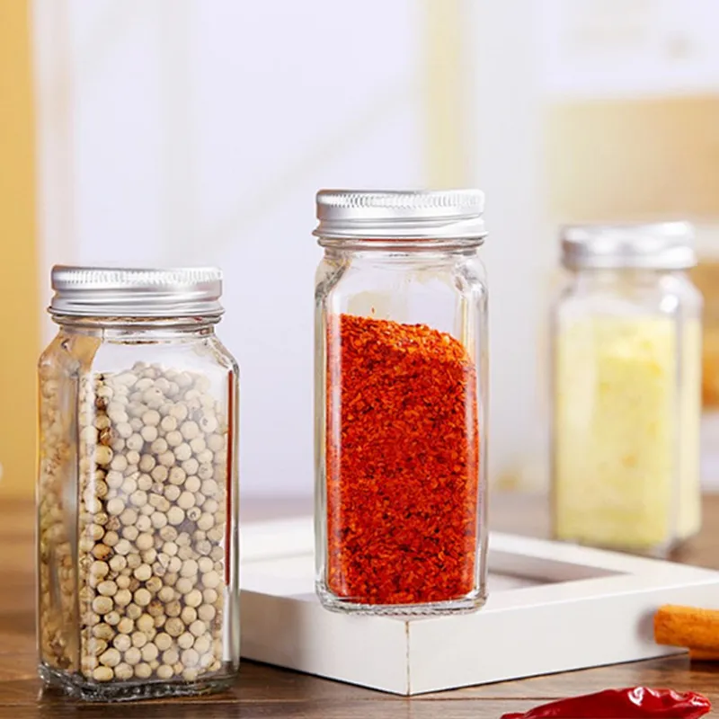4oz5oz6oz7ozGlass Seasoning Custom Design Empty Packaging Bottle Square Bottle