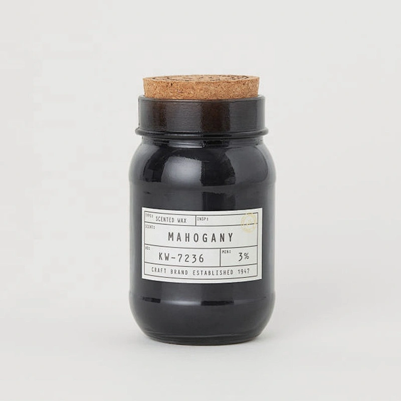 Tarro de vela de cristal negro personalizado de venta de fábrica con tapa de madera