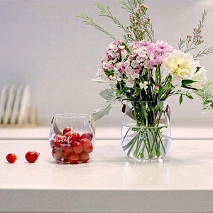 Excellent quality custom wholesale glass jar/borosilicate glass cup without spoon for dessert milk tea fruit salad