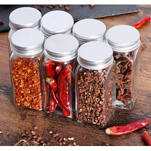 4oz5oz6oz7ozGlass Seasoning Custom Design Empty Packaging Bottle Square Bottle