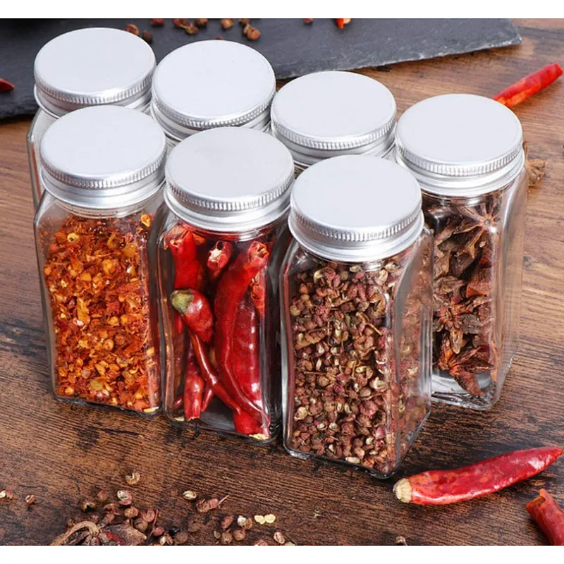 4oz5oz6oz7ozGlass Seasoning Custom Design Empty Packaging Bottle Square Bottle