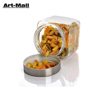 Best Selling Metal Lid Hermetic Wholesale Square Mason Airtight Empty Food Glass Jar