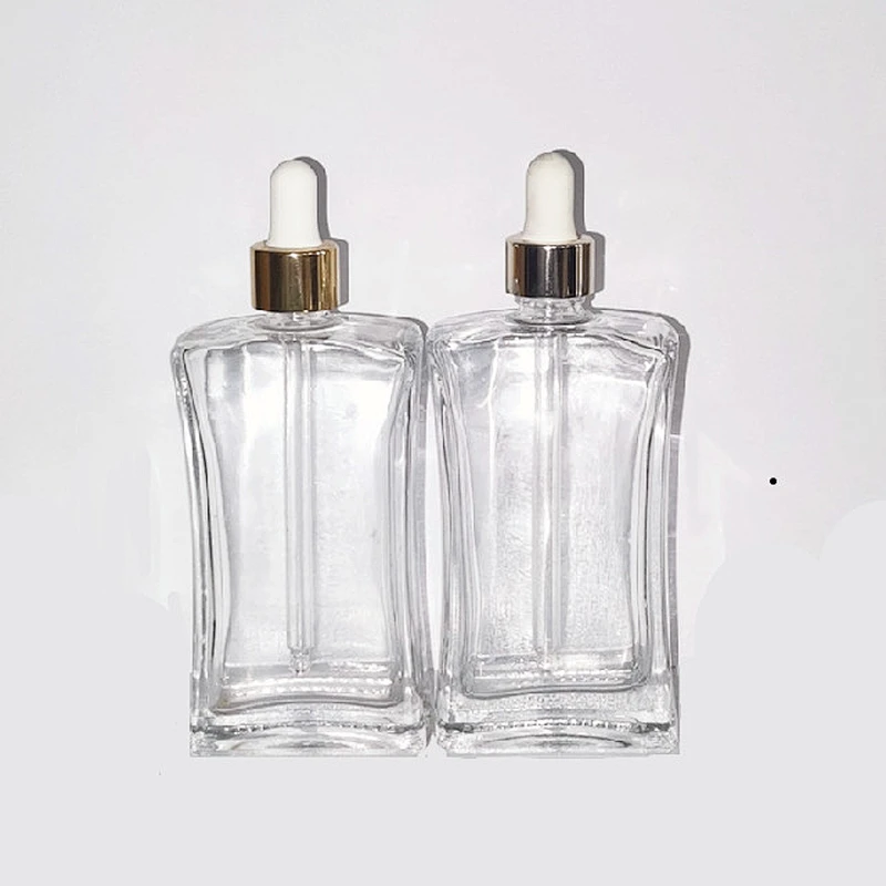30ml 50ml 100ml flat square transparent glass dropper bottle with glass dropper bottle for essential oil Perfume bottle