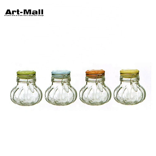 Special shape double glass custom make containers clip top jar wholesale