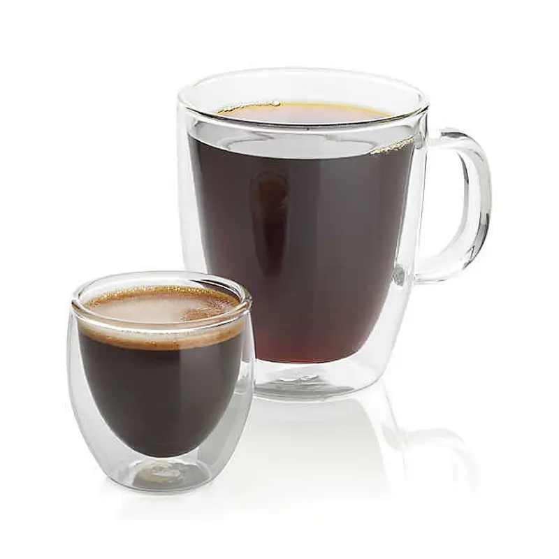 Manufacture Custom Coffee Tea High Borosilicate Handle Heat Resistant Mug Food Grade Hot Insulated Double Wall Glass Cup