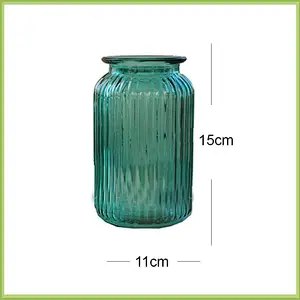 Modern minimalist blue stripe home decorative floral glass vase
