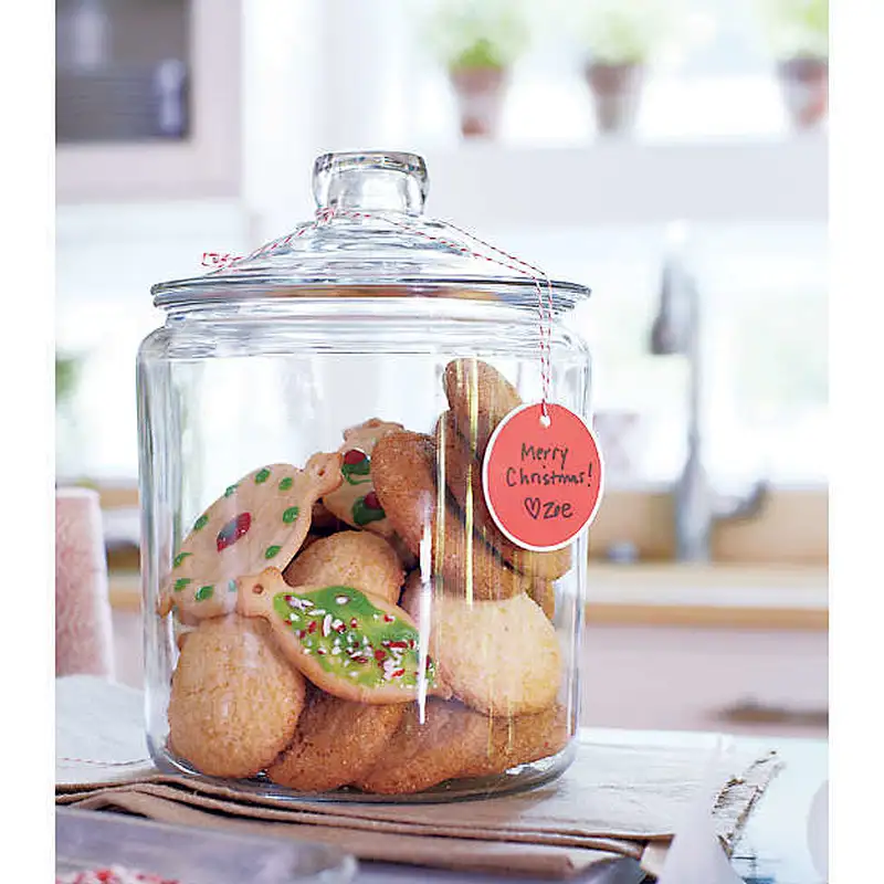 1/2/4/6 Quart Quality Heritage Hill Glass Jar with Cover Glass Storage Jar