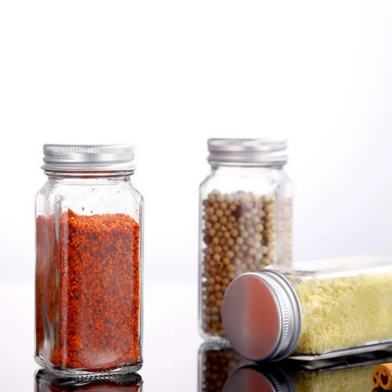 4oz5oz6oz7ozGlass Seasoning Custom Design Empty Packaging Bottle Square Bottle