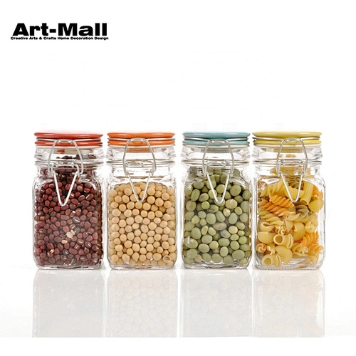 High performance mason airtight spice clip top lid glass storage jar