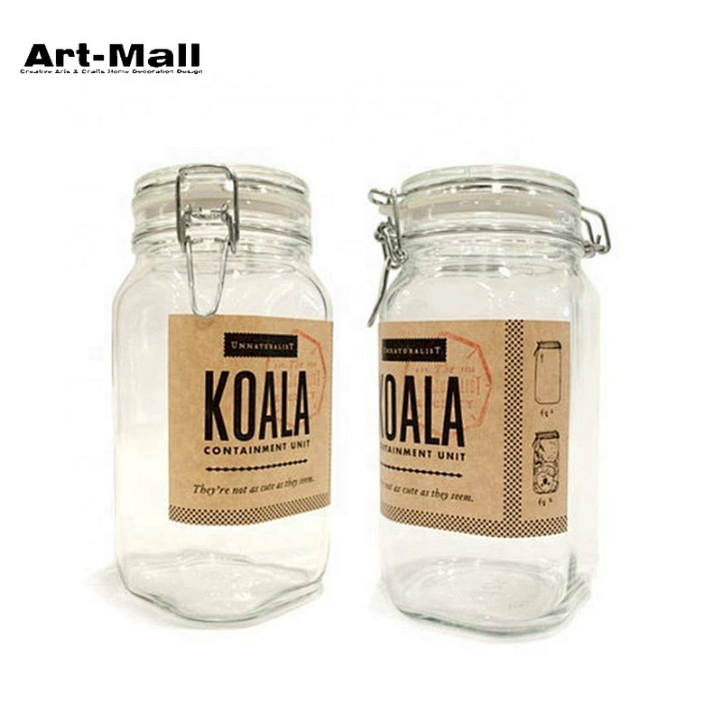 Hot sale different sizes candy food storage clip top clear glass jar