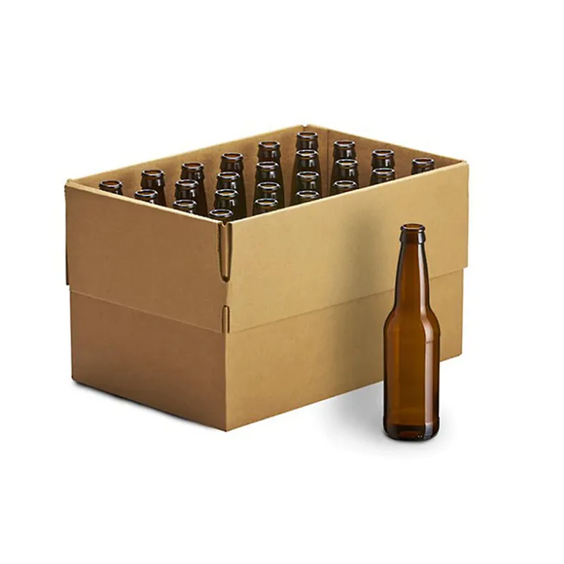 Empty Clear Wholesale 330ml 12oz black brown amber beer glass bottle with beer crown caps