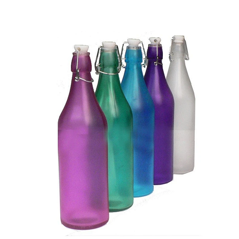 Hot-sales high quality amber glass square glass bottle swing top