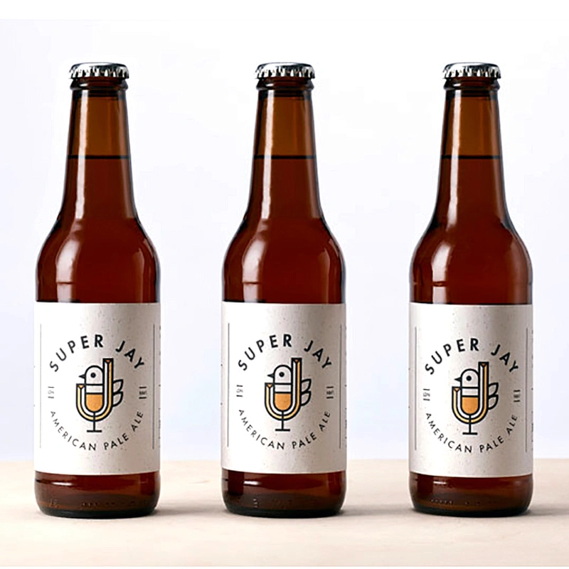2021 Wholesale Custom Color Size Hot Stamping Amber Glass Beer Bottle