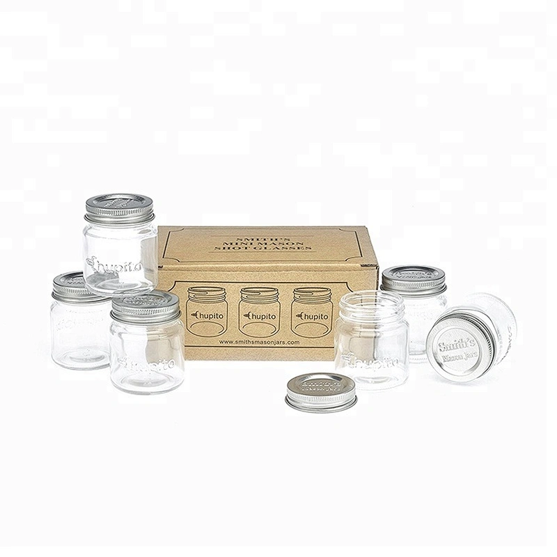 Manufacturer Custom Made Embossed Mini Round Glass Mason Jar