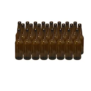 Empty Clear Wholesale 330ml 12oz black brown amber beer glass bottle with beer crown caps