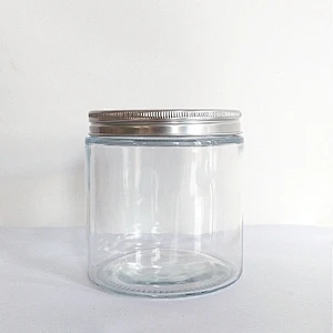 8/16/25oz Empty Black White Glass jar food Container Glass bottle Glass jars with metal lid for snack food