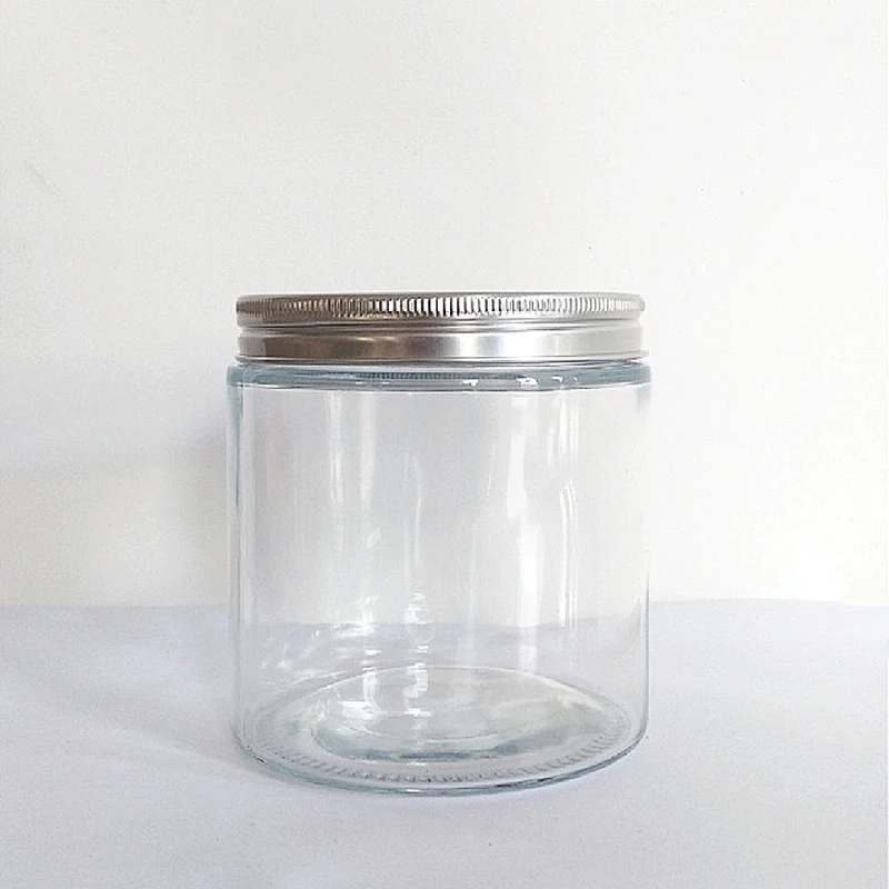 8/16/25oz Empty Black White Glass jar food Container Glass bottle Glass jars with metal lid for snack food