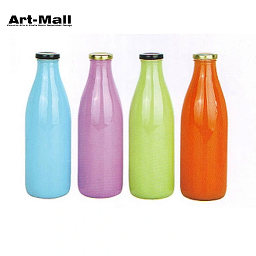 Factory direct sales colorful empty milk round glass bottle