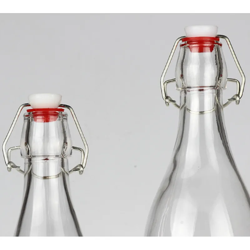 Wholesale custom new shape swing top glass milk bottles