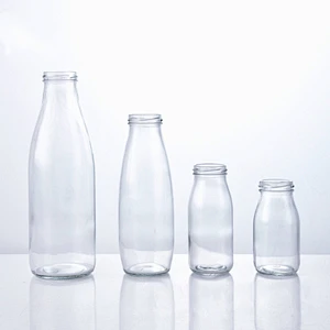 Factory supply round shape clear pudding glass mini milk bottle