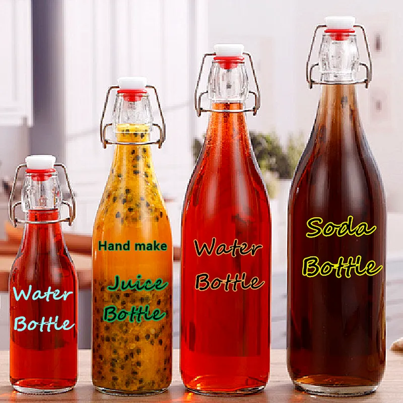 Wholesale custom new shape swing top glass milk bottles