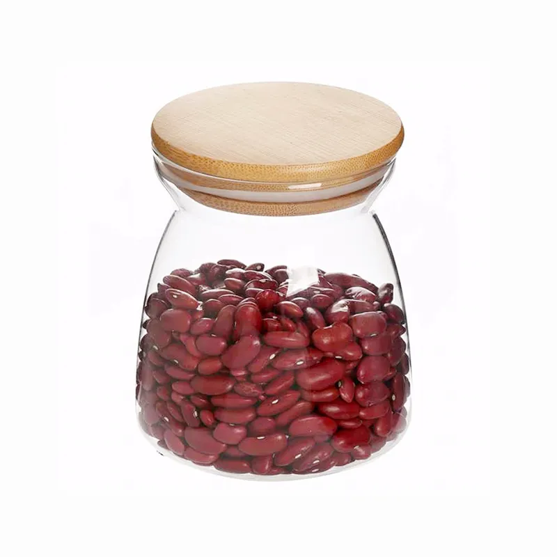 Eco-Friendly Heat Resistant Wholesale High Quality Food Storage Wide Mouth Bamboo Lid Borosilicate Jar