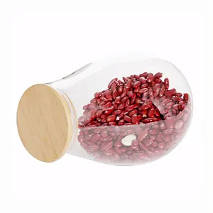 Eco-Friendly Heat Resistant Wholesale High Quality Food Storage Wide Mouth Bamboo Lid Borosilicate Jar