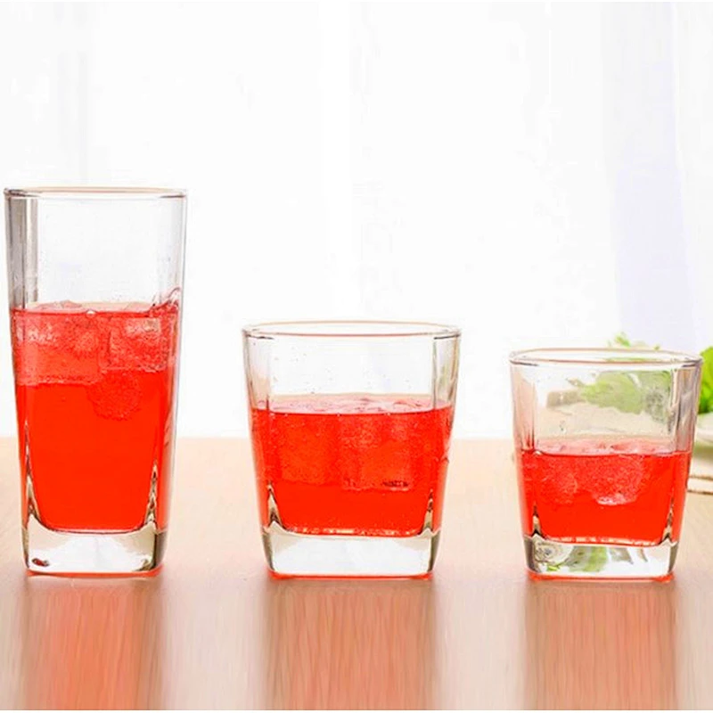 Different sizes square shape wide mouth glass beer cup