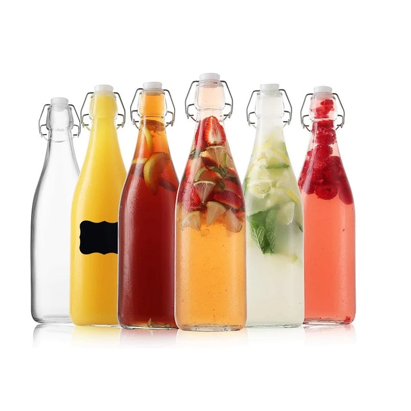 Different shape colorful swing top 1000ml square glass bottle