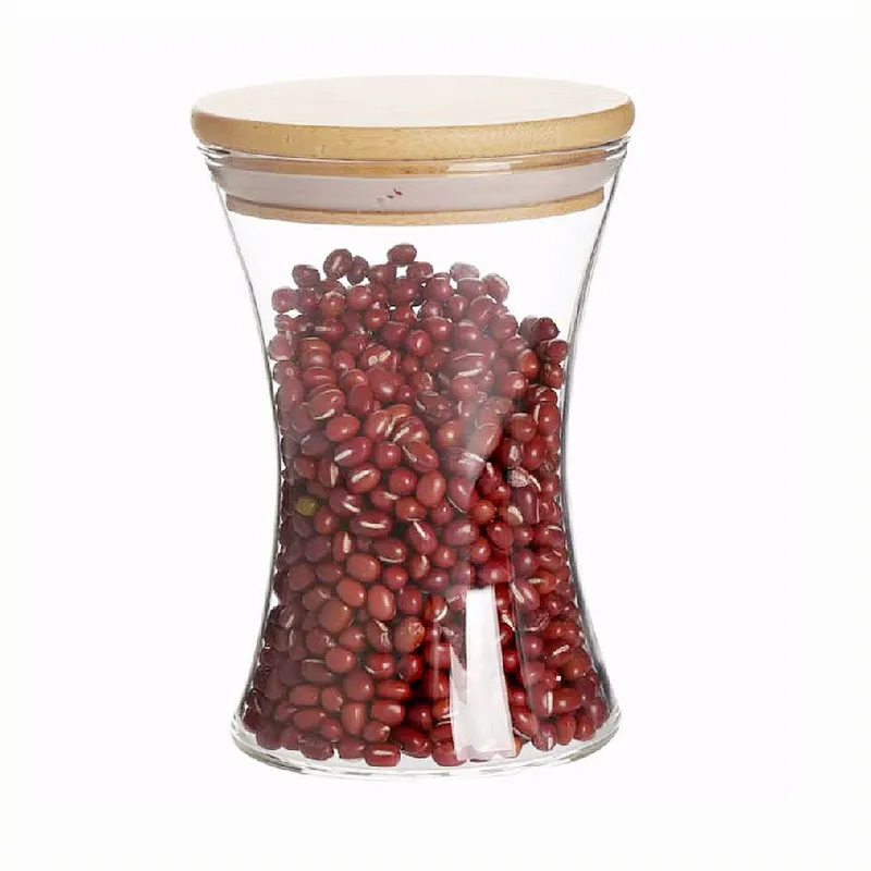 Eco-Friendly Heat Resistant Wholesale High Quality Food Storage Wide Mouth Bamboo Lid Borosilicate Jar