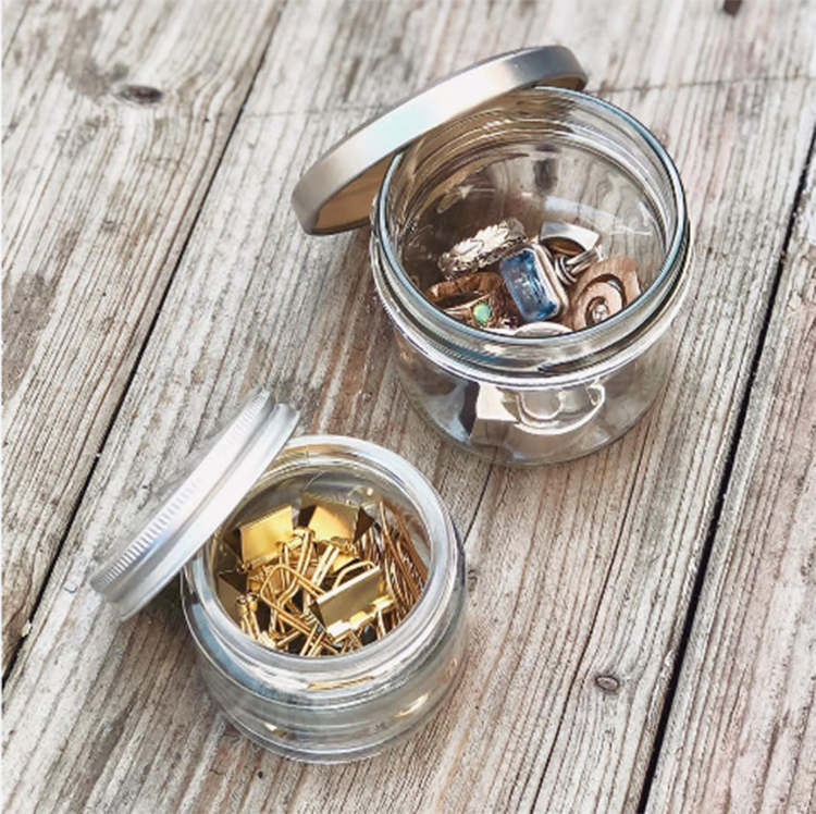 glass jars with metal lid