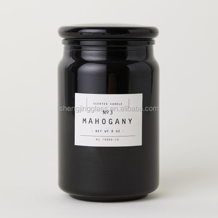 black glass candle jars