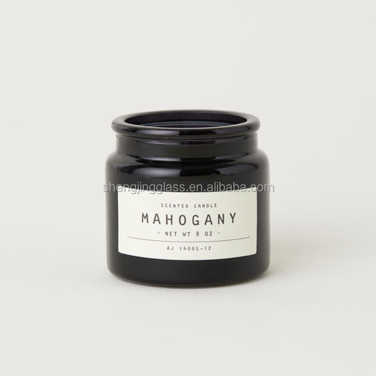 black glass candle jars