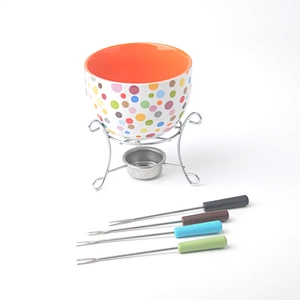 Houseware qualified dinnerware diy used mini brown chocolate fondue set for promotional