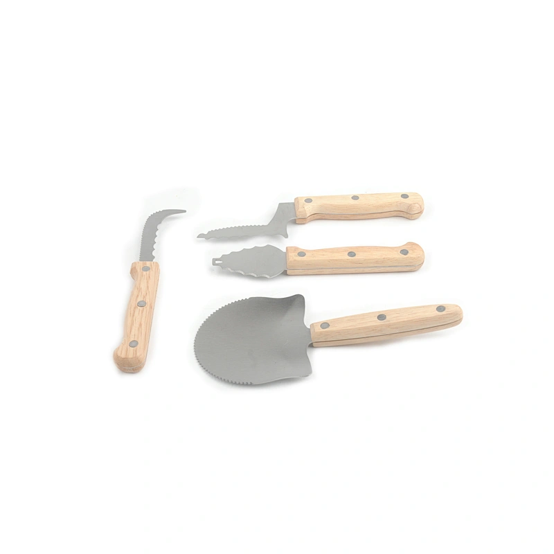 Holiday party decoration tools handmade wooden pumpkin carving kits halloween pumpkin carving set